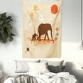 thumbnail image 3 of Elephant Tapestry, Mother Baby Elephants in Tropical Lands Desert Illustration of Safari Kids, Wall Hanging for Bedroom Living Room Dorm Decor, 60W X 80L Inches, Orange Brown Cream, by Ambesonne, 3 of 5