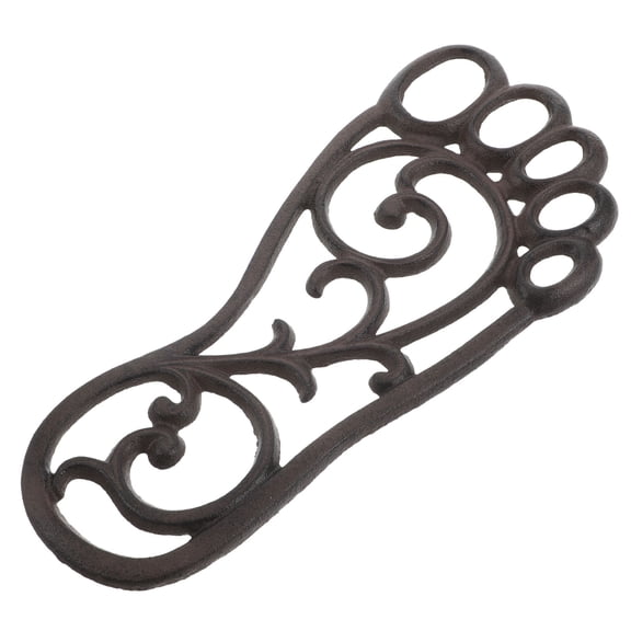 KAKOWELY Rustic Cast Iron Right Foot Decorative Garden Stepping Stone Mat for Front Door Patio