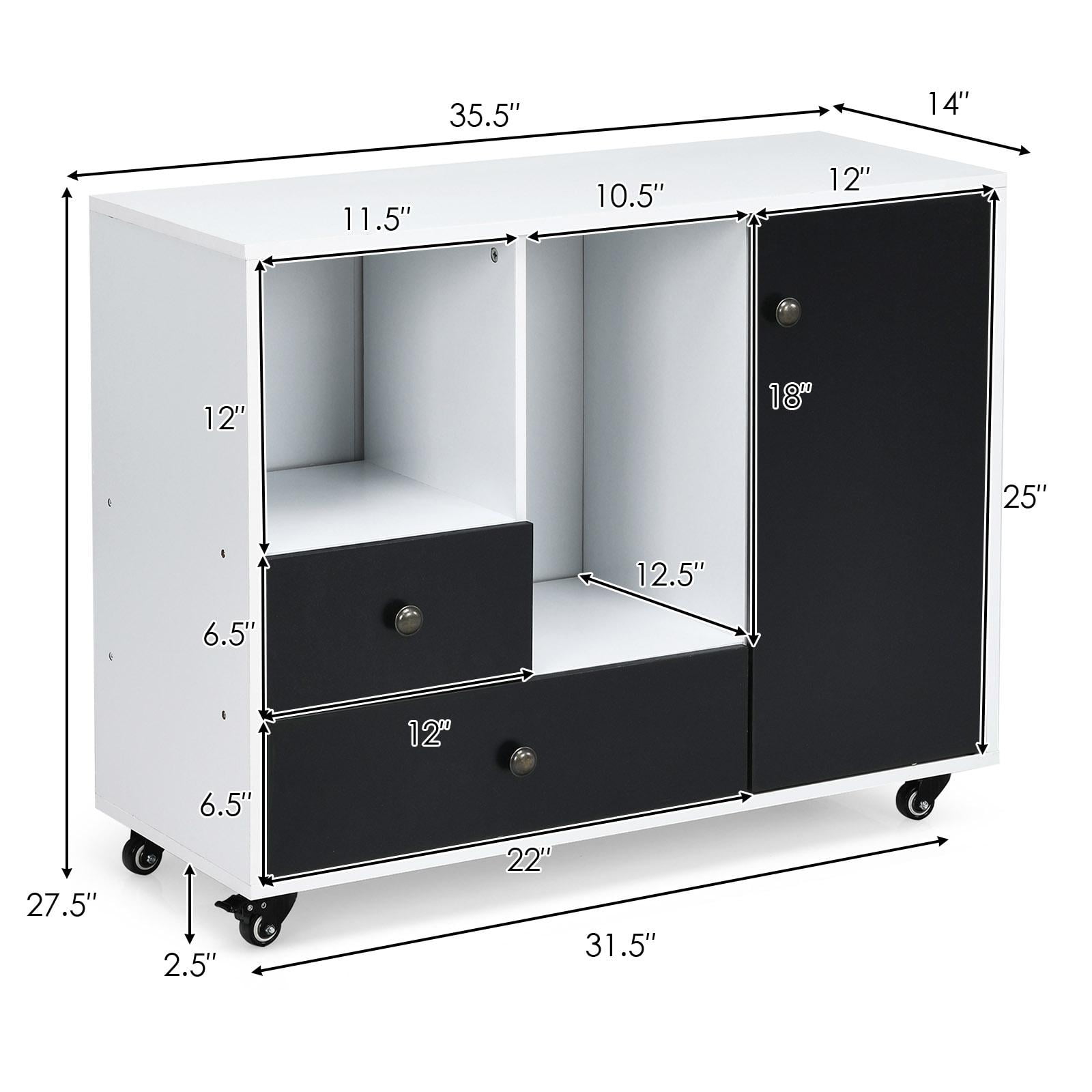 Giantex Mobile Lateral File Cabinet, Rolling Storage Office Printer Stand w/Lockable Wheels, Adjustable Shelves