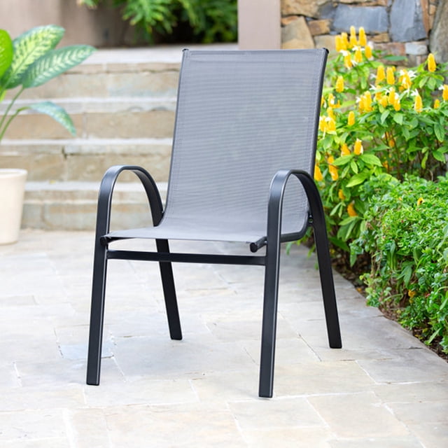 silla de jardín metal y malla sintética gris