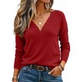 thumbnail image 6 of Sweater for Women V-Neck Scalloped Trim Pullover Top Long Sleeve Relaxed Fit Casual Fall Pullover, 6 of 6