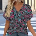 thumbnail image 2 of YUGYXL Womens Summer Tops Casual Short Sleeve Shirts Plus Size Oversized Trendy Boho Floral Graphic Tee Hot Pink Tops S, 2 of 6