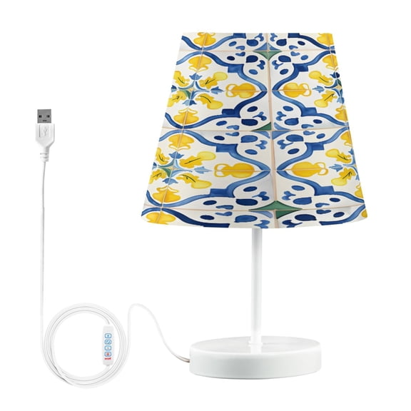 Ryvnso LED Bedside Table Lamp Bohomia Blue and Yellow Bedroom Desk Lamps Nightstand Lampshade M