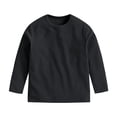 thumbnail image 4 of Povozer Cotton Girls Boys Long Sleeve Shirts Toddlers Crewneck Tee(Black,3-4Y), 4 of 4