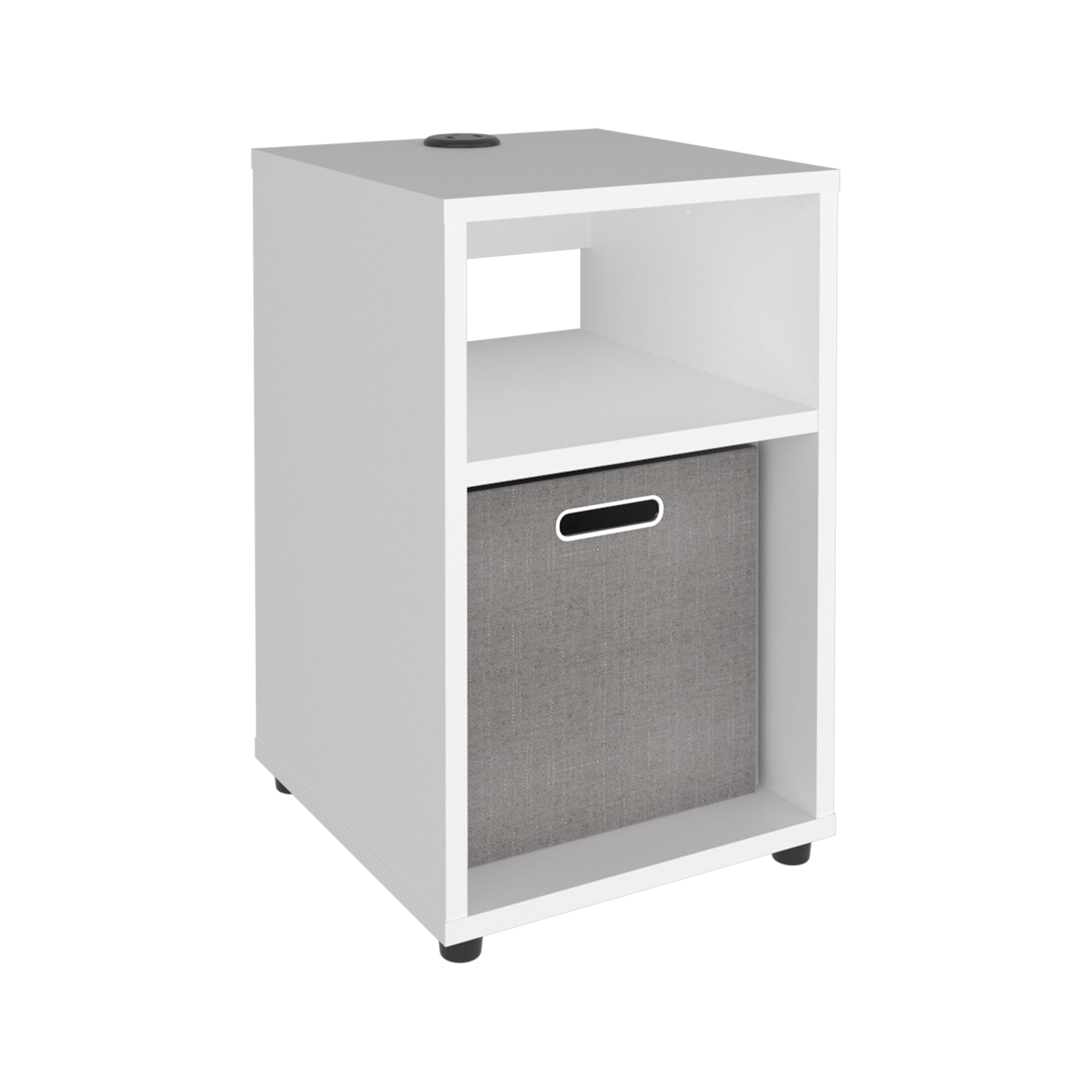 Side Table with 1 Shelf and 1 Fabric Storage Basket