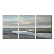 Elephant Stock Riverbend Iv Wall Art - Horizontal Multi Panel Canvas - Living Room Wall Decor - Nature Multi Panel - Blue And Green Decor By Christy Mckee - 74" x 36"