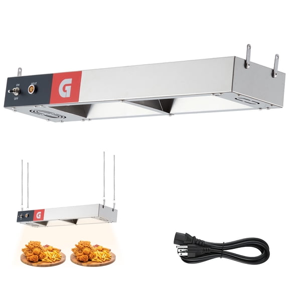 24 36 48 60-Inch Electric Strip Heater, 750W, 12A, Commercial Grade Infrared Food Warmer, Pass-Through Stations Heating,Silver