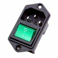 thumbnail image 1 of Toma de corriente CA C-14 10 A/250 V con interruptor reemplazable, pantalla verde, 3 polos, 50 Hz, 1 of 8