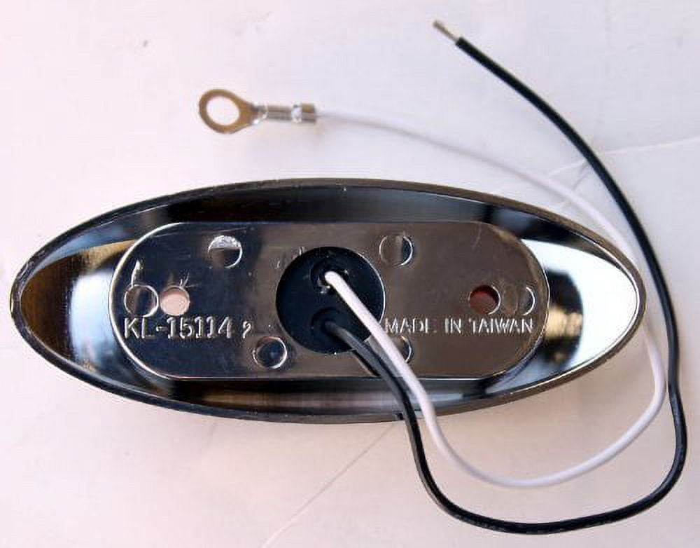 Pair of 2 LED Oval Clearance/Side Marker Light with Chrome Bezel Clear Lens Red for TRUCK TRAILER 2" -D