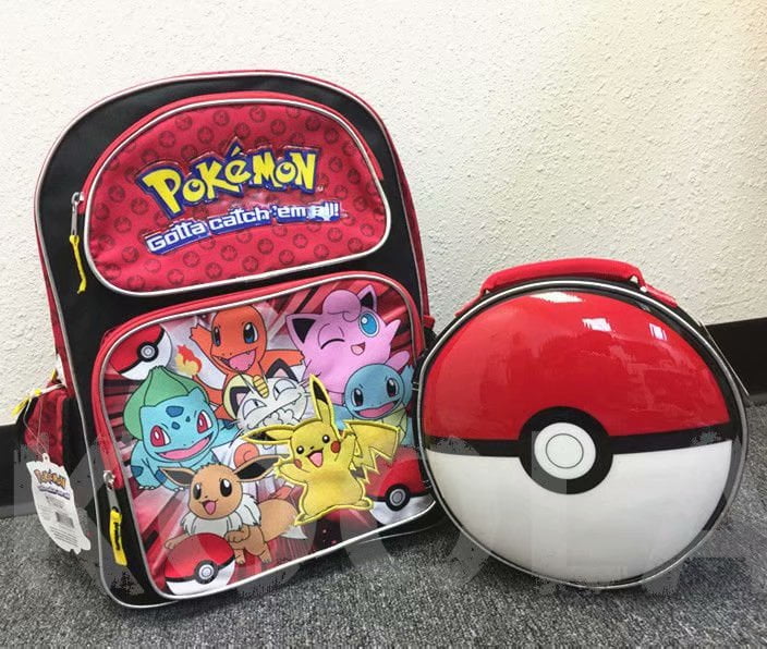 Pokémon Pokemon Backpack 16" red Large School Backpack Lunch Bag 2pcs