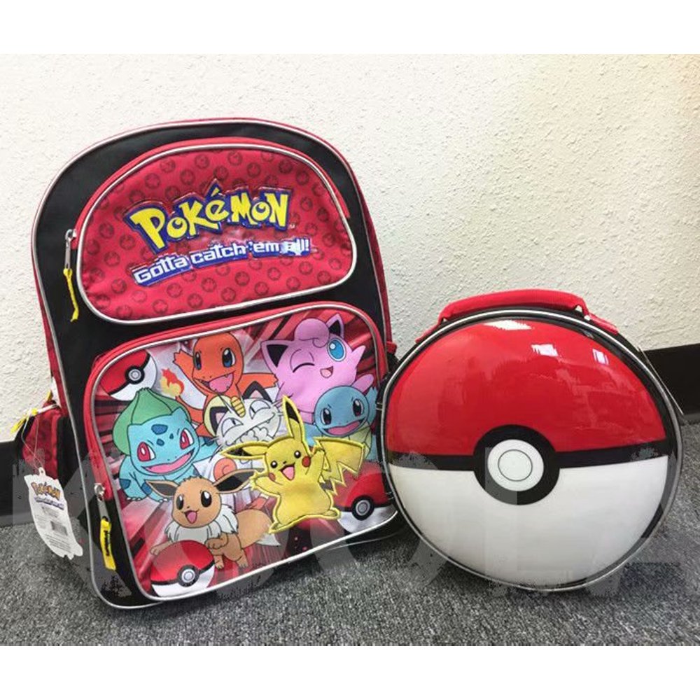 Pokémon Pokemon Backpack 16" red Large School Backpack Lunch Bag 2pcs