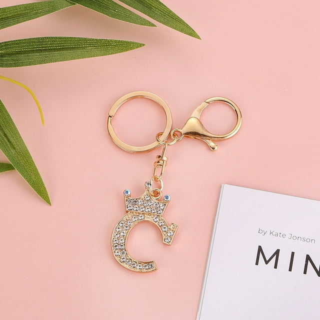 Stylish Metal Alphabet Letter Keychain Fashion Jewelry Accessory for Bags and Personal Items with Exquisite Encrusted Detailing