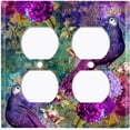 thumbnail image 3 of Metal Light Switch Plate Outlet Cover Elegant Peacock Floral Music Damask Purple PEA020, 3 of 13