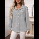 thumbnail image 5 of Camisas de Mujer con Botones, Blusas Clásicas A Rayas de Larga con Cuello y Bolsillo para Oficina. M, 5 of 9