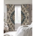 thumbnail image 3 of Blue Brown Boho Blackout Curtains 45 Inches Long for Bedroom, Ethnic Vintage Southwestern Geometric Thermal Insulated Room Darkening Black Out Window Curtain Panels Grommet Drapes for Living Room, 3 of 8