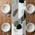 thumbnail image 4 of Table Runner 36 Inches Long for Kitchen Dining, Boho Geometric Dresser Scarf Farmhouse, Dining Table Decorations for Wedding/Parties, Green Ethnic Abstract Stripes Motifs 13 x 36 In, 4 of 8