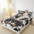 thumbnail image 5 of Feelyou Kawaii Milk Cow Twin Sheet Sets for Kids, Fashion Cow Print Twin Fitted Sheet, Cute Cartoon Animal Flat Sheet, Super Cozy Room Decor, 3pcs, 5 of 8