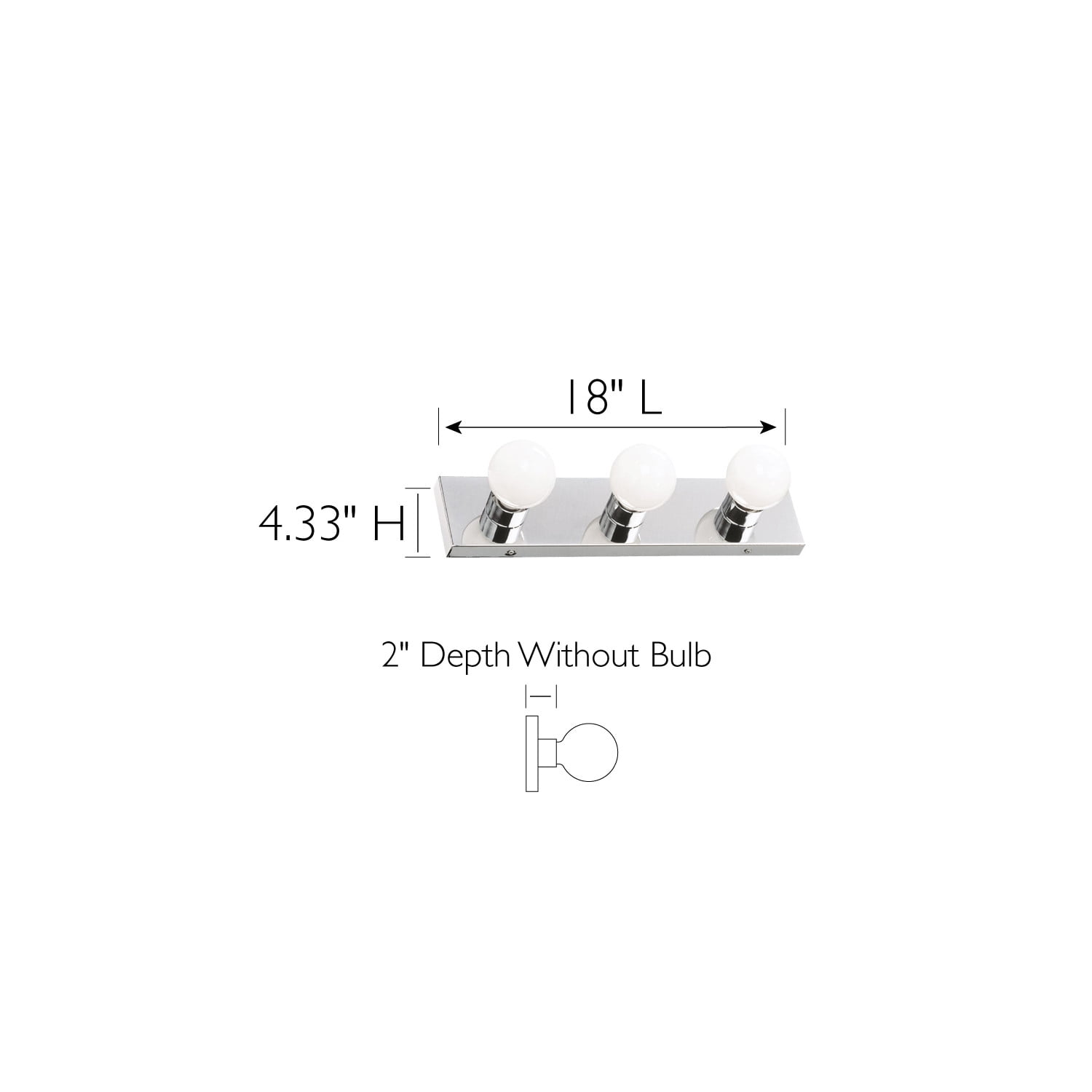 Design House WM050085 3-Light Vanity Strip Light Contemporary Dimmable for Bathroom, Bedroom, Makeup Vanity, Polished Chrome