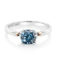 thumbnail image 2 of Gem Stone King 925 Silver and 10K Yellow Gold Persian Blue Cushion Moissanite Engagement Ring for Women (1.00 Cttw, Available in Size 5, 6, 7, 8, 9), 2 of 5