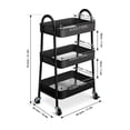 thumbnail image 2 of 3 Tier Rolling Utility Cart Kitchen Trolley Rolling Storage Cart with Lockable Wheels and Handles Multifunction Heavy Duty for Kitchen Bedroom Bathroom Office（BLACK）, 2 of 7