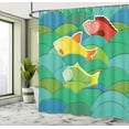 thumbnail image 5 of Ambesonne Nautical Shower Curtain, Sea Marine Waves Funky, 69"Wx75"L, Multicolor, 5 of 5