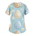 thumbnail image 3 of Uniform Tops，Womens Scrub Tops Cute Easter Print V Neck Short Sleeve Shirts Stretch Nurse Uniform Medical Scrubs with Pockets，Light Blue，XXXXXL, 3 of 5