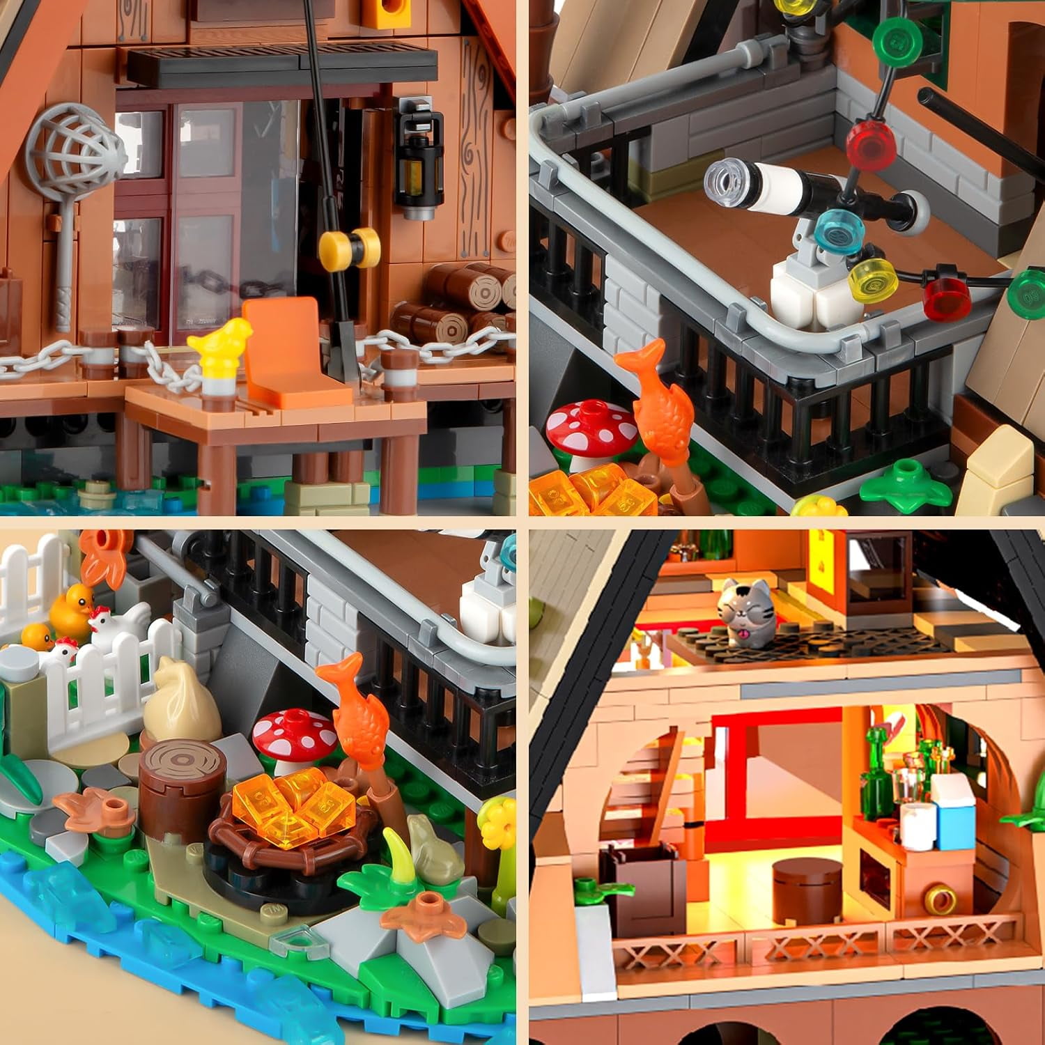 SKQIT A-Frame Cabin Building Set, MOC Ideas Cabin House Collectible Model Kit with LED for Adults, Gifts for Nature and Architecture Lovers (1486 Pcs)
