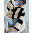 thumbnail image 4 of Women'S Colorblock Bell Sleeve Mock Neck Knit Sweater Pullover Top  M, 4 of 7