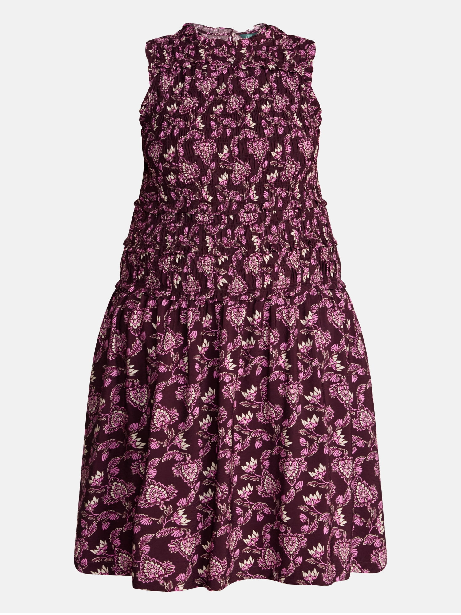 Terra & Sky Women's Plus Smocked Sleeveless Midi Dress, Sizes 0X-4X