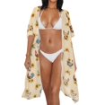 thumbnail image 3 of Xoenoiee Rooster Chicken Sunflower Print Women Bathing Suit Coverup Casual Loose Swimsuit Coverups Open Front Kimono Cardigan Cover Up Half Sleeve Summer Beach Cover up, 3 of 7