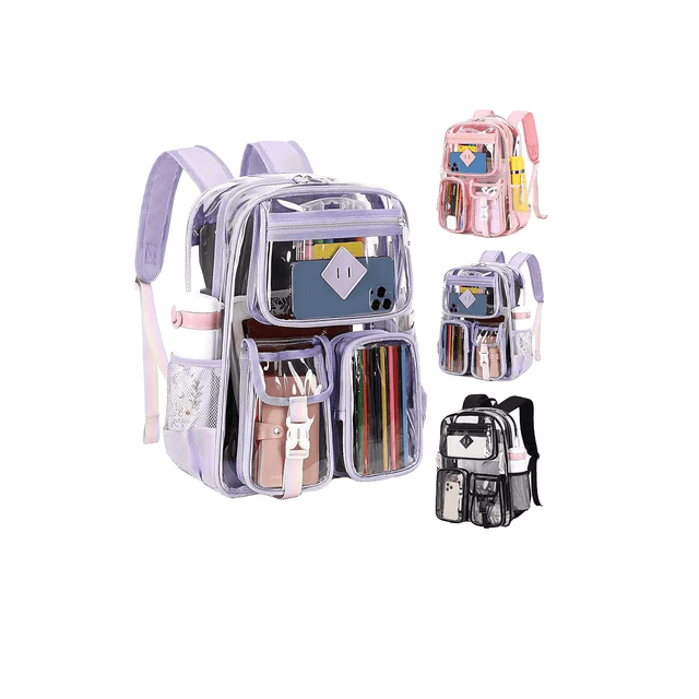 Mochila Transparente Escolar Gran Capacidad Impermeable Viaje Niños Xtellar morado