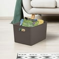 thumbnail image 5 of Superio 22L Large Brown Ribbed Storage Bin with Lid, Plastic (2 Pack), 5 of 9