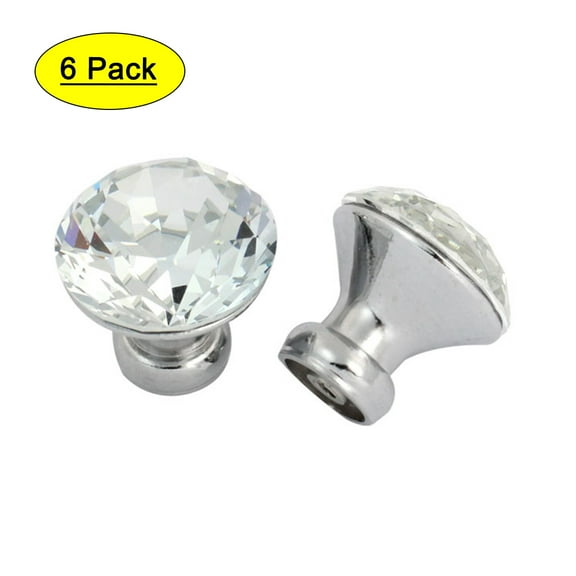 3cm Dia Clear Bling Faux Crystal Cupboard Dresser Door Pull Handle Knob 6pcs