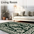 thumbnail image 2 of ODIKA 8'x10' Machine Washable Non-Slip Area Rug, Damask Flourish with Traditional Botanical Scrollwork High Traffic Rug, Green, 587124, 2 of 7