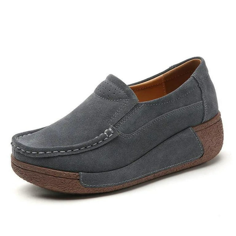 Slip on Casual Round Toe Moccasin Platform Shoes