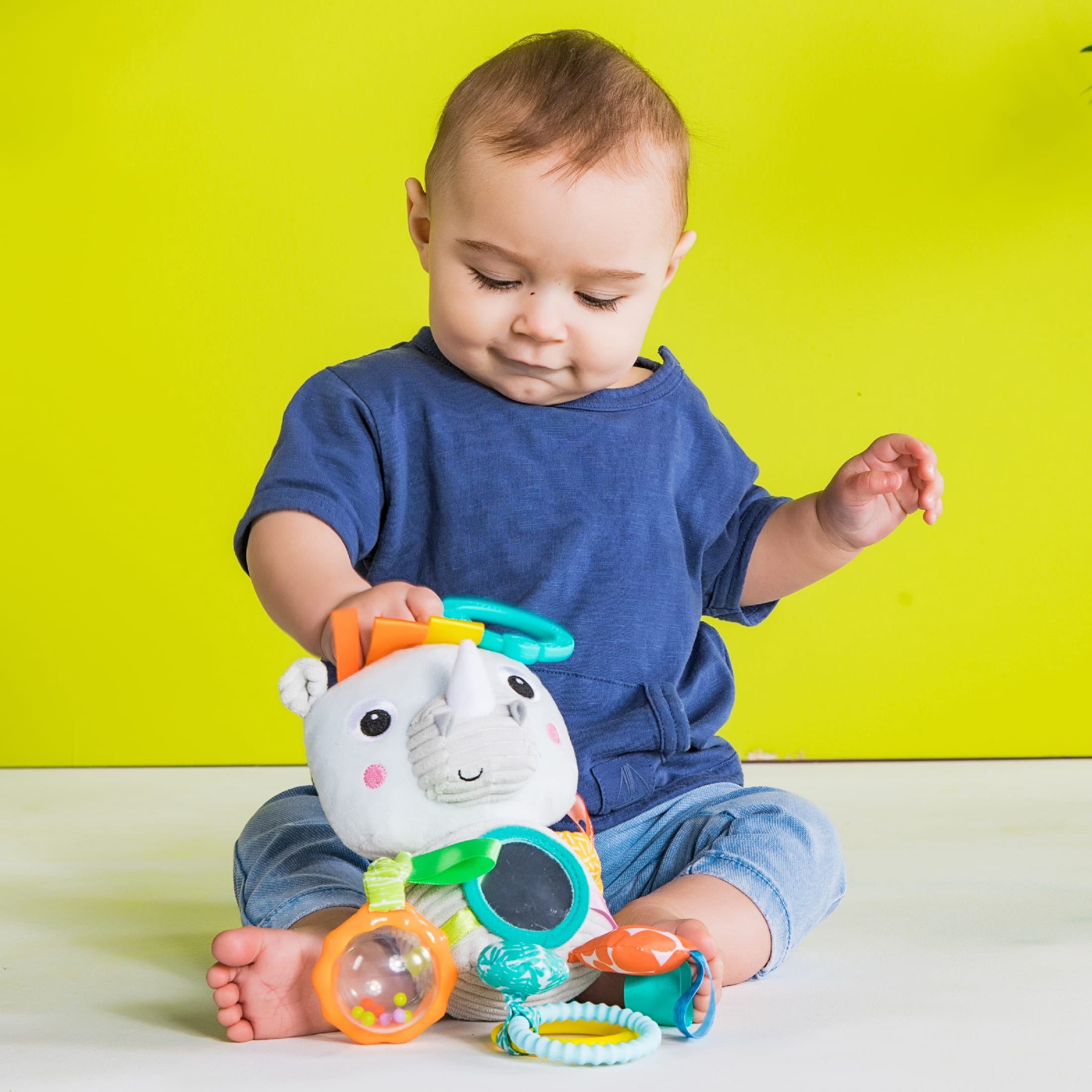 Bright Starts Playful Pals Activity Take-Along Toy - Rhino, Ages Newborn +