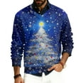 thumbnail image 2 of Wutalume Men's V-Neck Christmas Print Sweater, Long Sleeve Ribbed Knit Pullover, Cozy Stretch Top for Holiday Parties, Casual Comfort and Layering,Dark Blue XL, 2 of 6