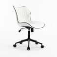 thumbnail image 3 of YOUNIKE Armless Office Chair, Faux Leather Desk Chair with Wheels, Upholstered Task Chair, High Back Swivel Rolling Chair, Height Adjustable, White, 3 of 14