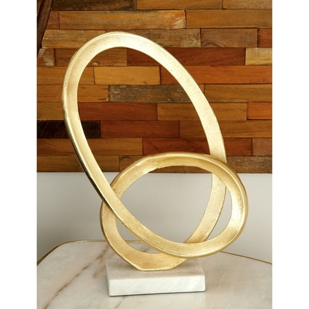 12" x 17" Gold Aluminum Loop Geometric Sculpture with Marble Base, by CosmoLiving by Cosmopolitan