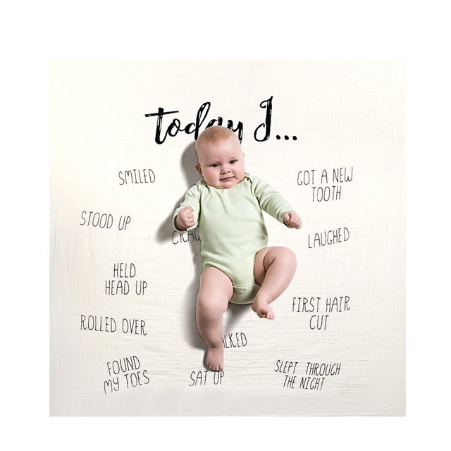Manta Baby Milestone Blanket Record Baby's Today First Times Pure Cotton Unisex Niños Chicas para bebés Fotografía de foto Fondo de apoyo Baby Shower Regalos 47 * 47 pulgadas Abody Manta