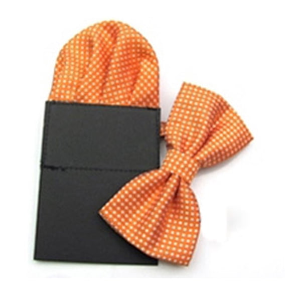 Men White Polka Dots Wedding Party Bowtie Bow Tie Pocket Square Hanky Set