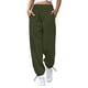thumbnail image 1 of Pantalones de mujer cintura alta elásticos Color puro cordón bolsillos sueltos deportes pierna ancha tobillo atado pantalones de mujer, 1 of 6