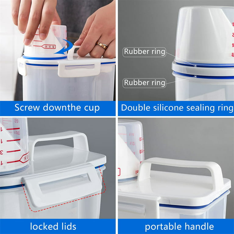Metal Rice Storage Container Sealed Food Storage Bin Tins Pots Portable Flour Storage Container for Counter Pantry Restaurant, Size: 21cmx11.7cmx23cm