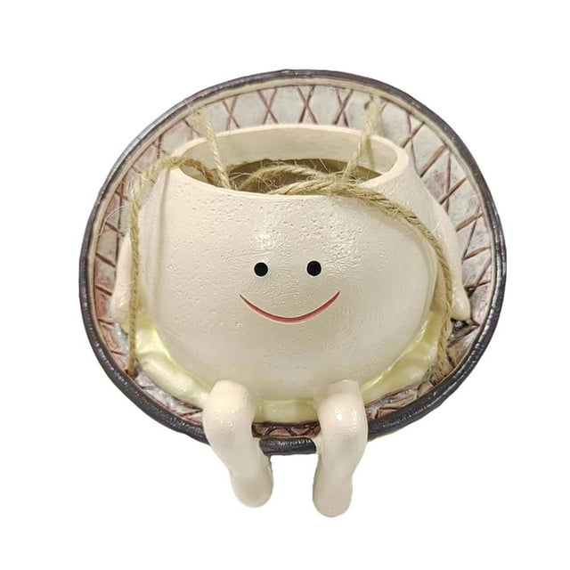 Plantilla colgante Organizador de macetas de maceta pequeña Cartoon Smile Flower Poten de maceta para la ventana de la ventana del estante interior y Estilo F