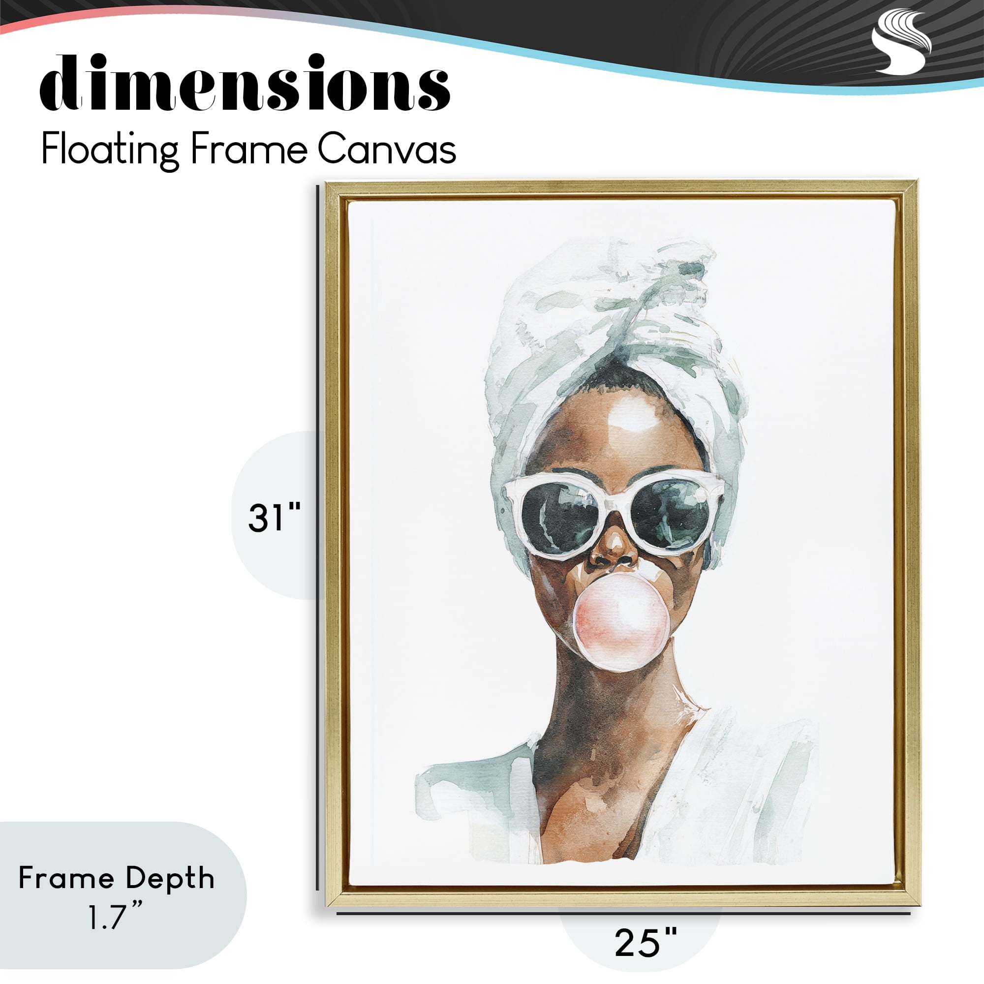 Stupell Industries Bubble Reverie Female Gold Framed Floater Canvas Wall Art, design by Svetlana Aleynikova