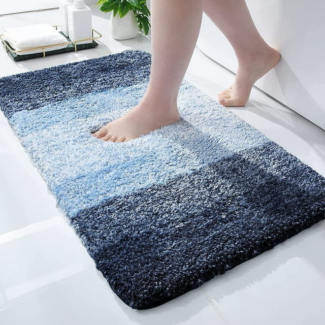 Luxury Bathroom Rug Mat, Extra Soft and Absorbent Bath Rugs, Non-Slip Plush Shaggy Bath Carpet, Machine Wash Dry, Bath Mats for Bathroom Floor, Tub and Shower, 24x16, Navy