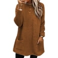 thumbnail image 1 of LUXUR Women Fuzzy Fleece T Shirt Loose Work Tops Caramel 2XL, 1 of 2