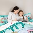 thumbnail image 5 of Homewish Happy Camping Bedding Comforter Set,Colorful Flower Floral Twin Comforter Sets,Cyan Glitter Print Bedding Set For Teens,Ultra Soft Home Decor Reversible,2pcs, 5 of 8