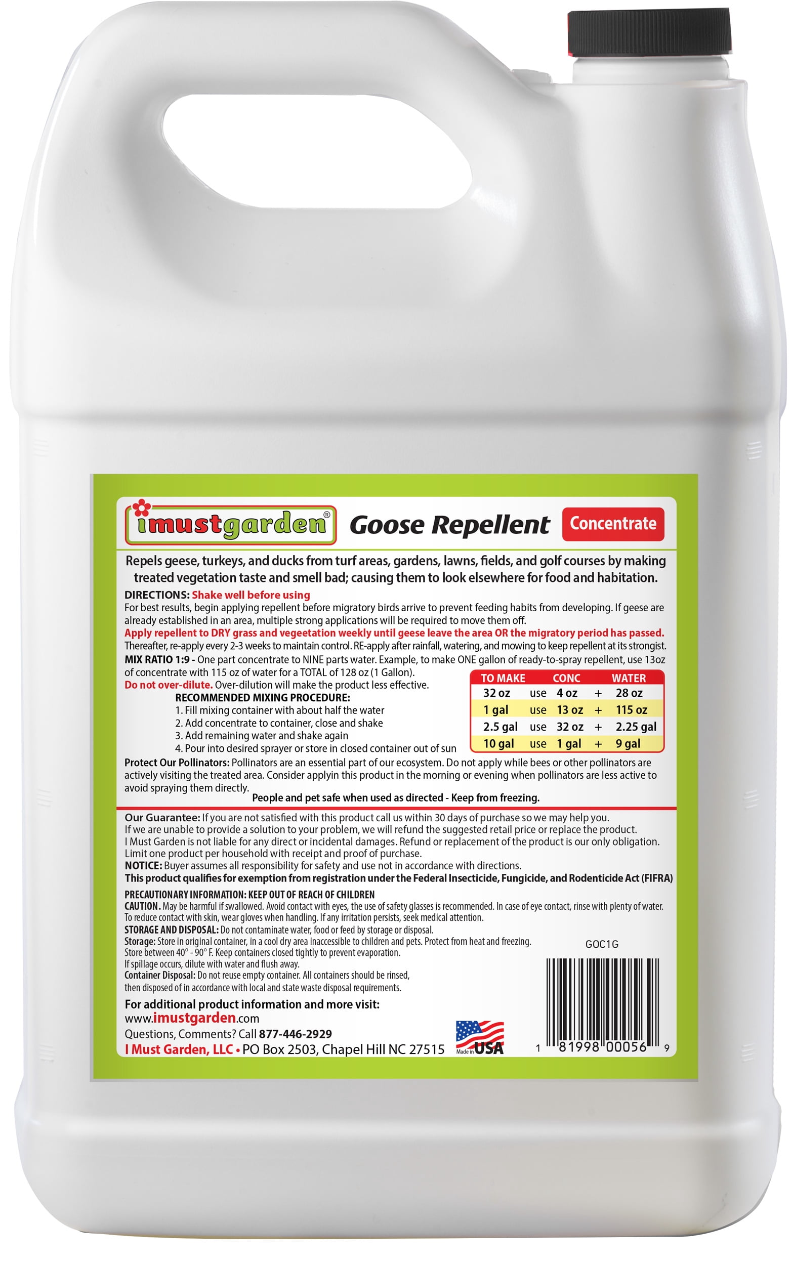 I Must Garden Goose Repellent: 1 Gallon Concentrate