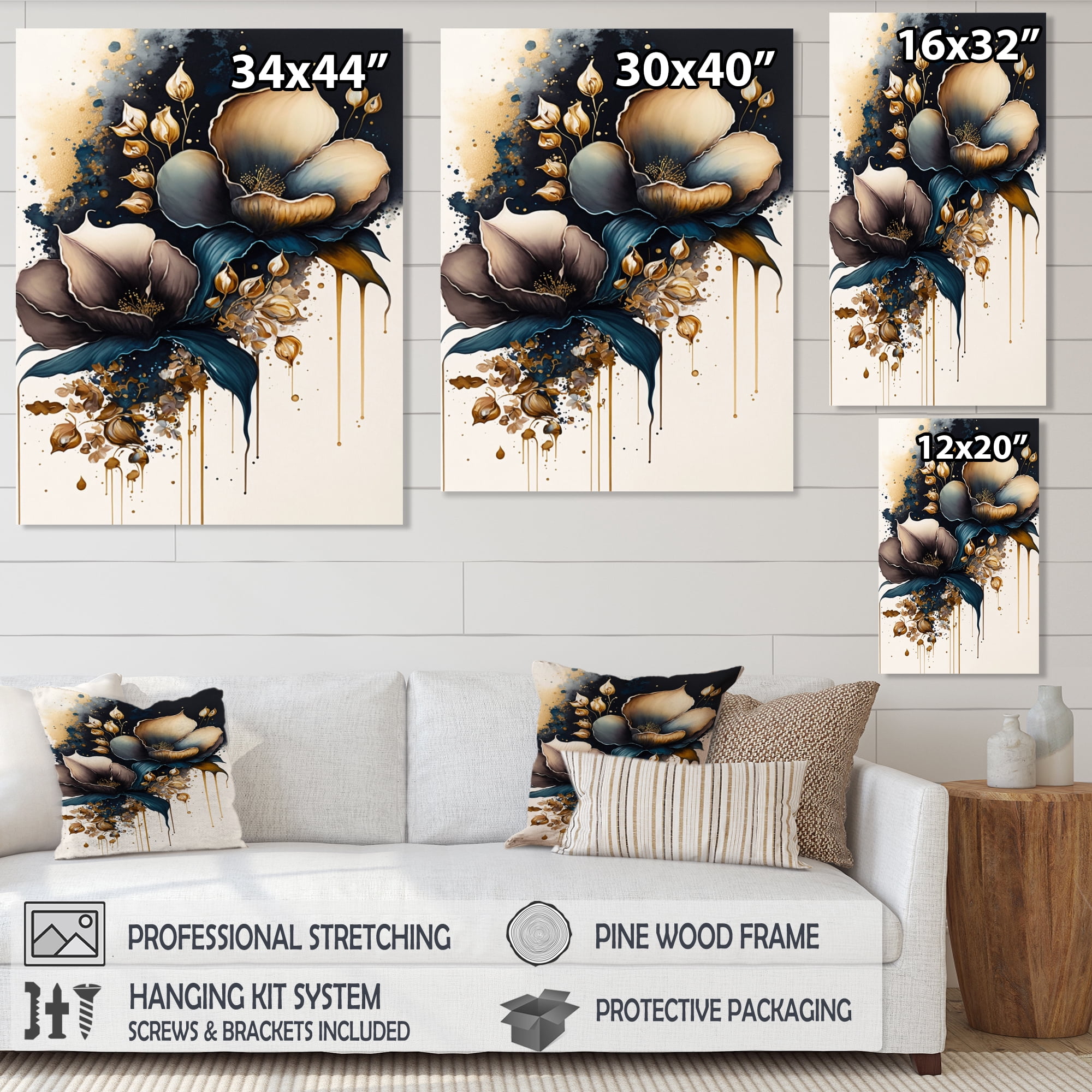 Designart Deep Blue Calla Lily Bouquet III Canvas Wall Art